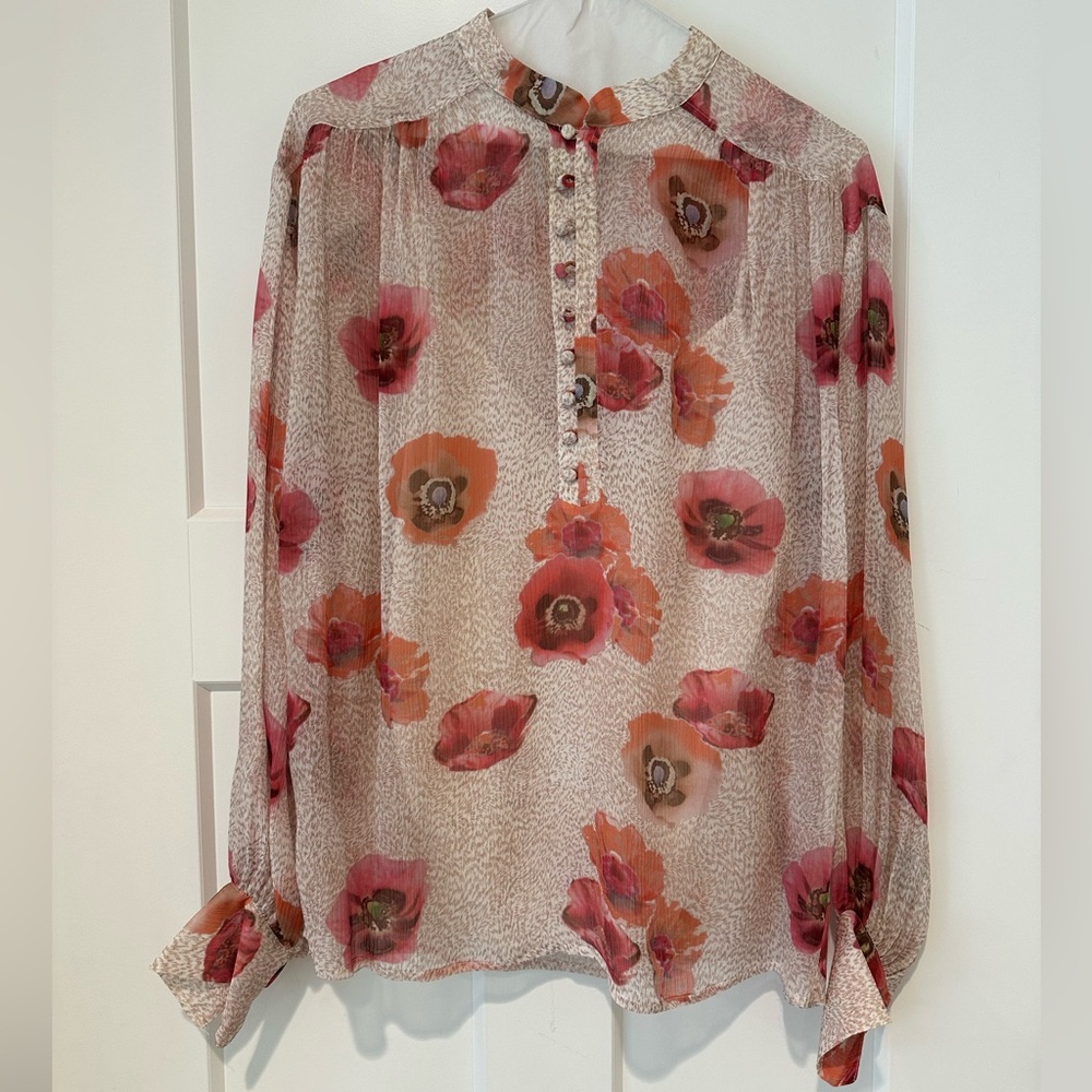 rag & bone Carla Floral Silk Blend Top XS - Picture 6 of 10